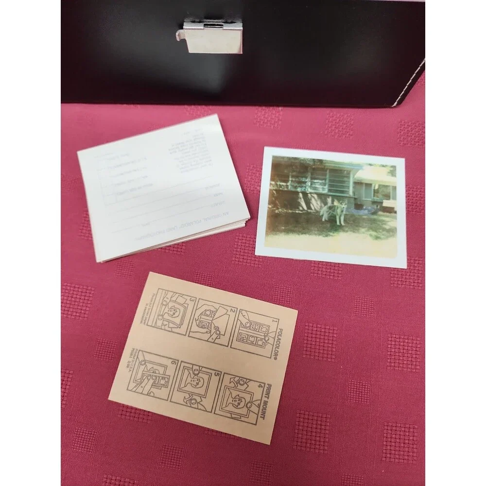 VTG 1960s Polaroid 420 Land Camera Original Hardshell Case, Paperwork And Flash